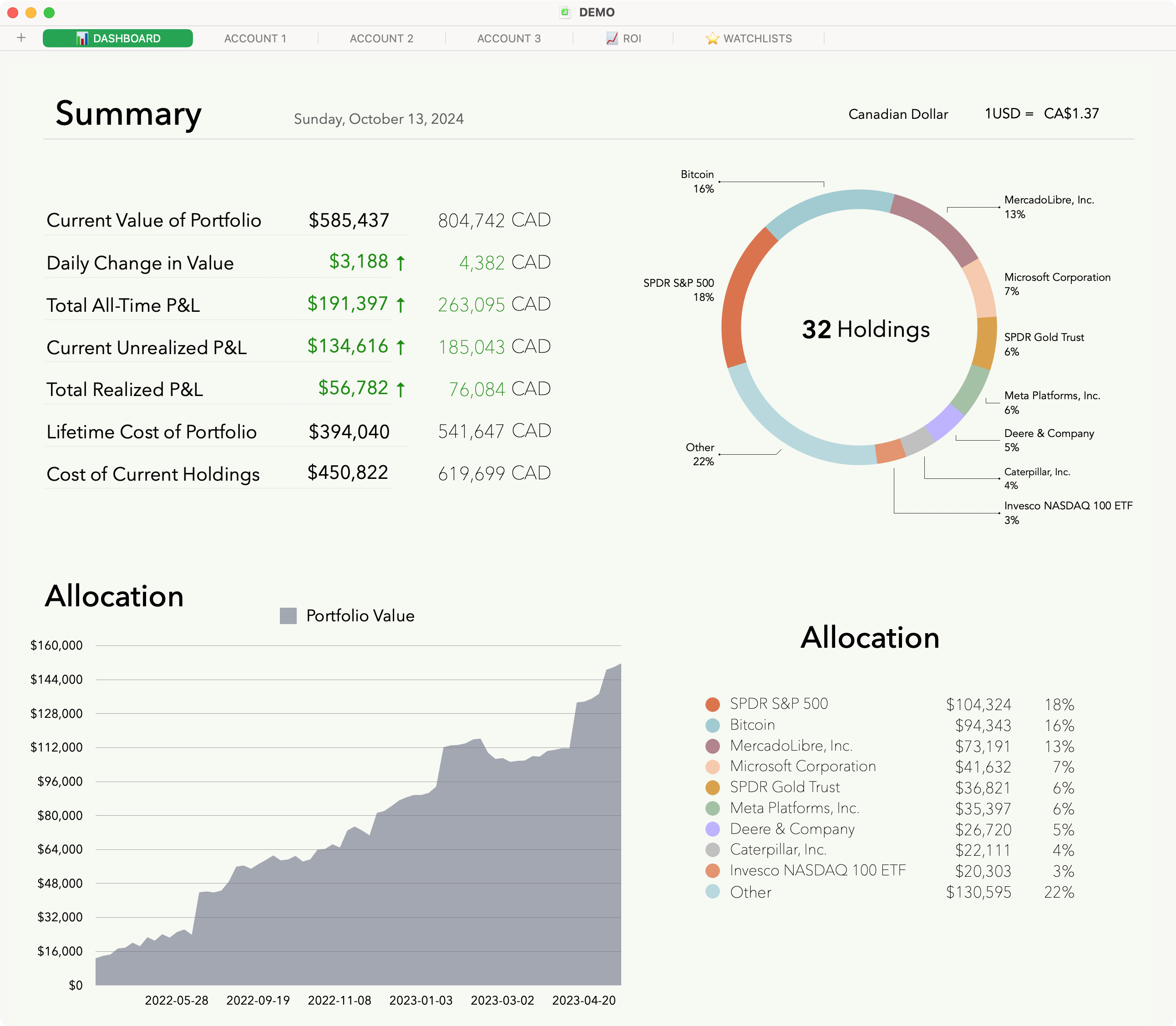 Portfolio Tracker – Premium Templates for Apple Numbers.